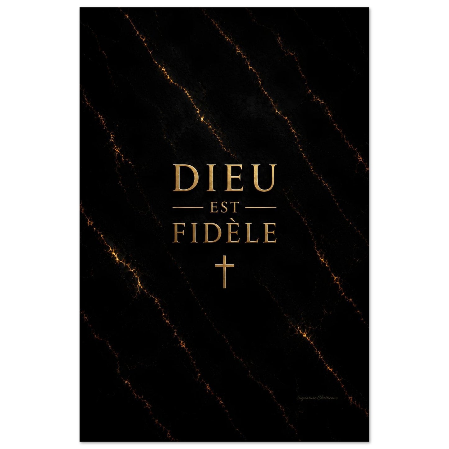 Affiche marbre sur fond blanc de la marque signature chrétienne