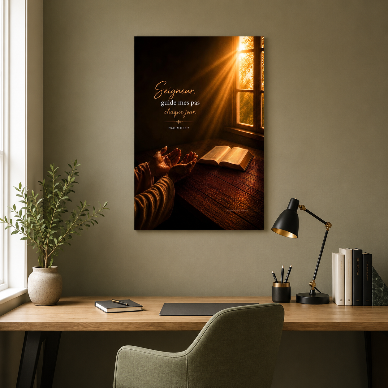 Affiche chrétienne bible dans bureau