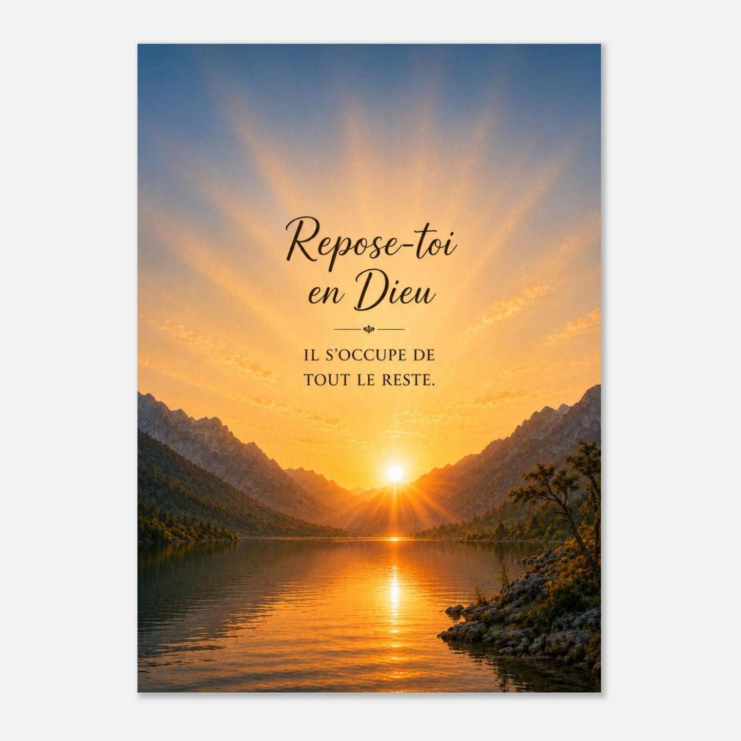 Affiche contemporaine lumineuse motivant à s'appuyer sur dieu