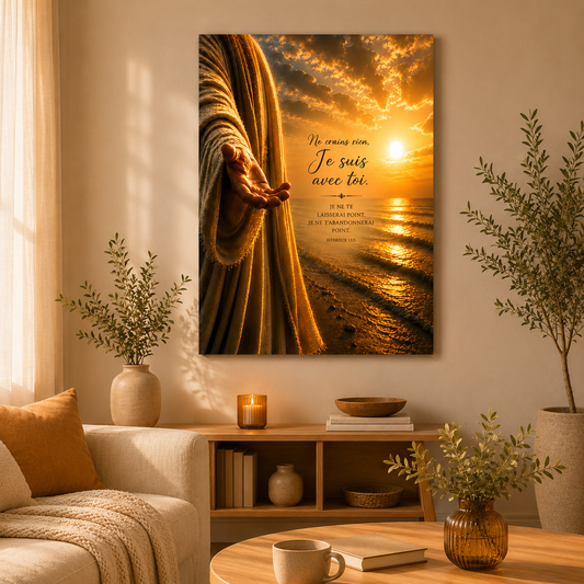 Affiche chrétienne main de dieu dans salon