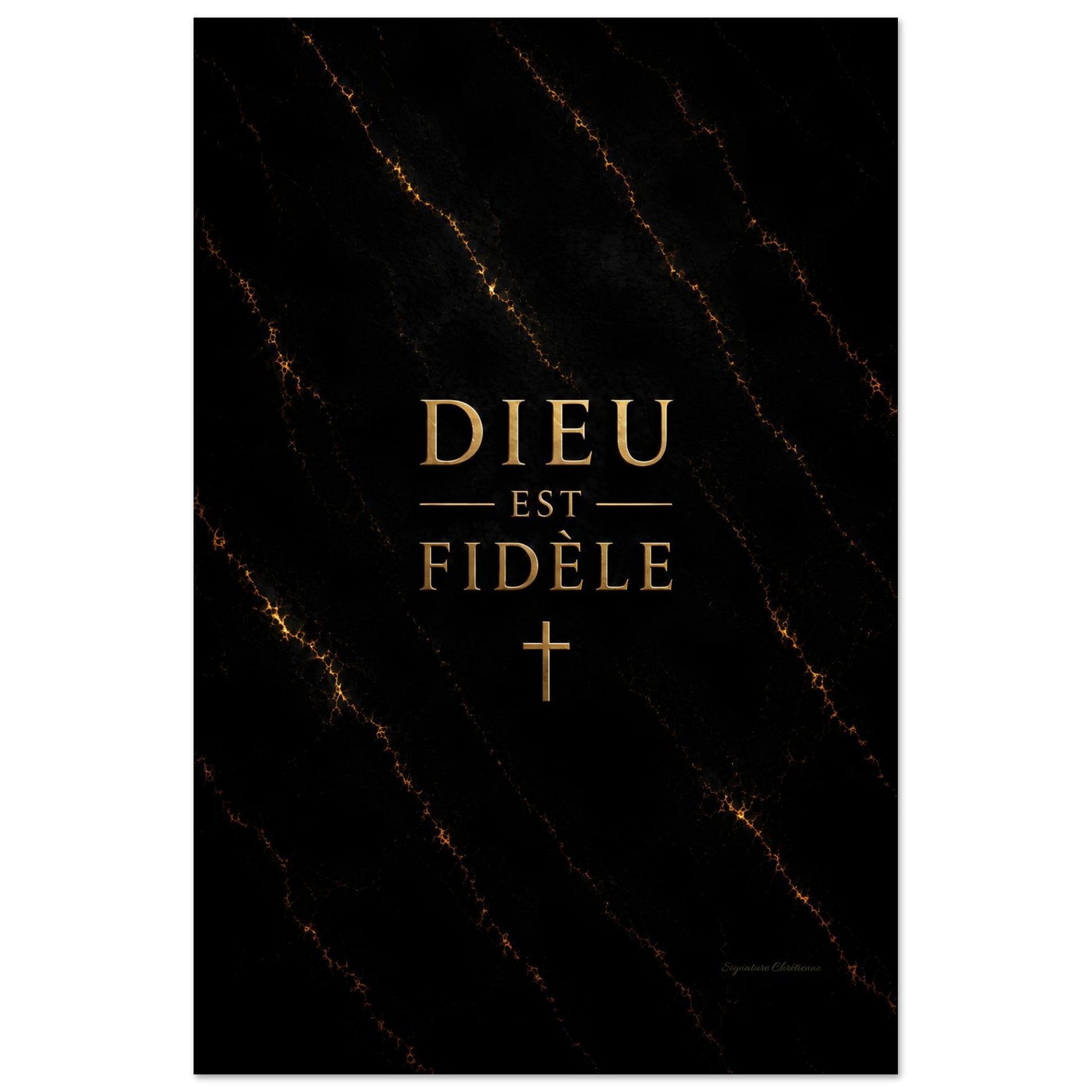 Affiche marbre sur fond blanc de la marque signature chrétienne