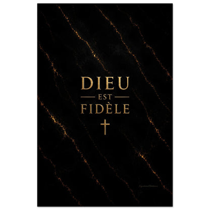 Affiche marbre sur fond blanc de la marque signature chrétienne