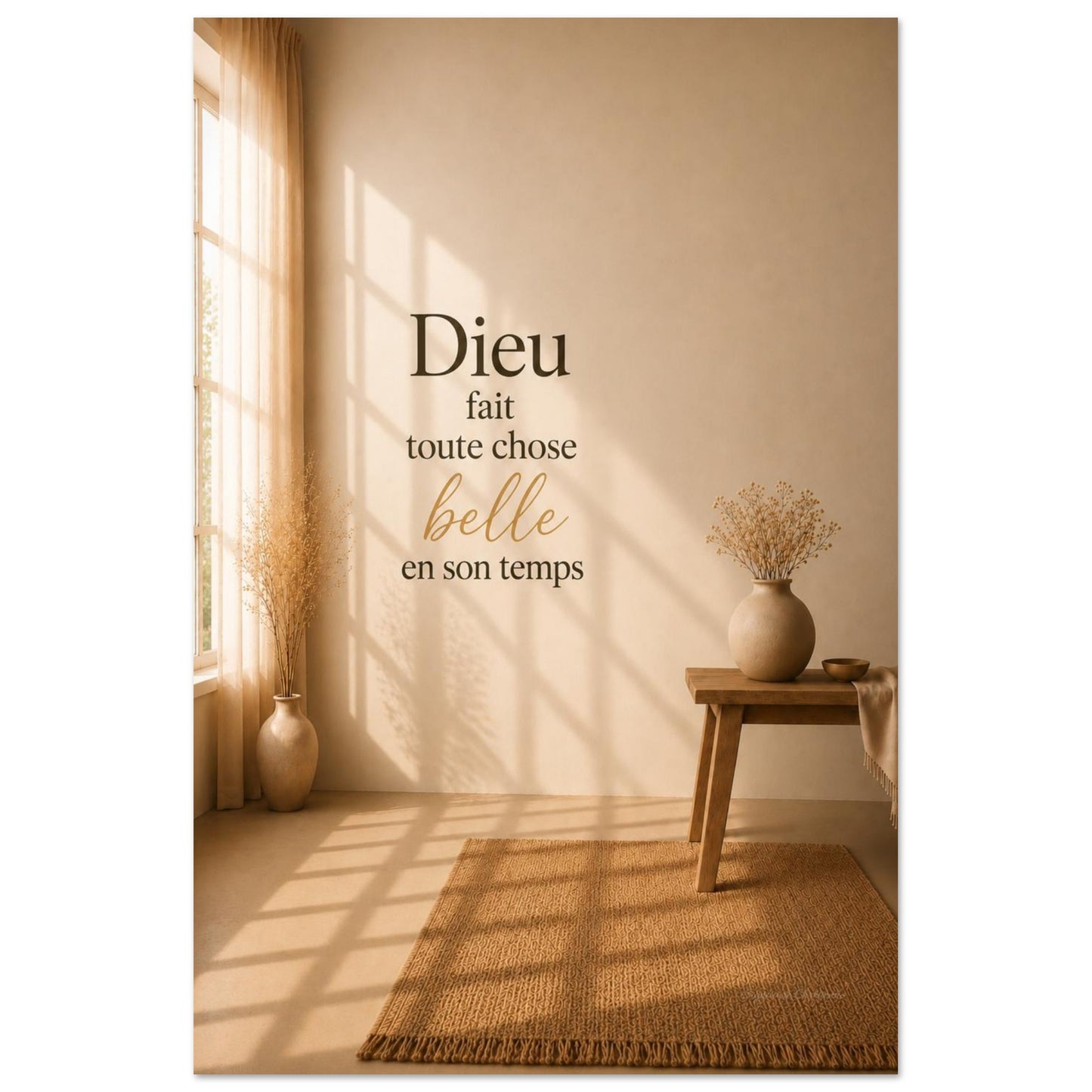 Affiche minimaliste sur fond blanc de la marque signature chrétienne