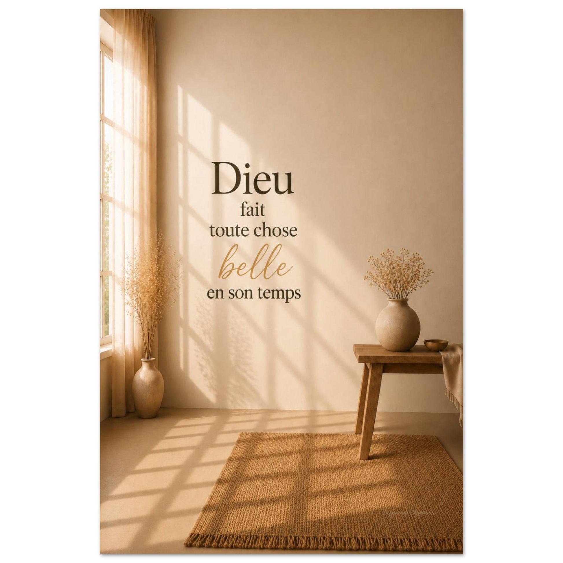 Affiche minimaliste sur fond blanc de la marque signature chrétienne
