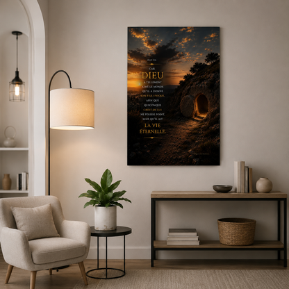 Affiche chrétienne résurrection de jesus dans salon