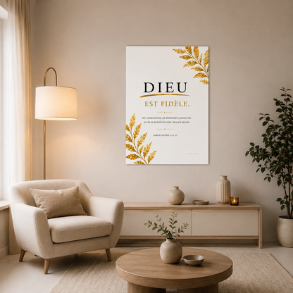 Affiche chrétienne verset biblique dans salon