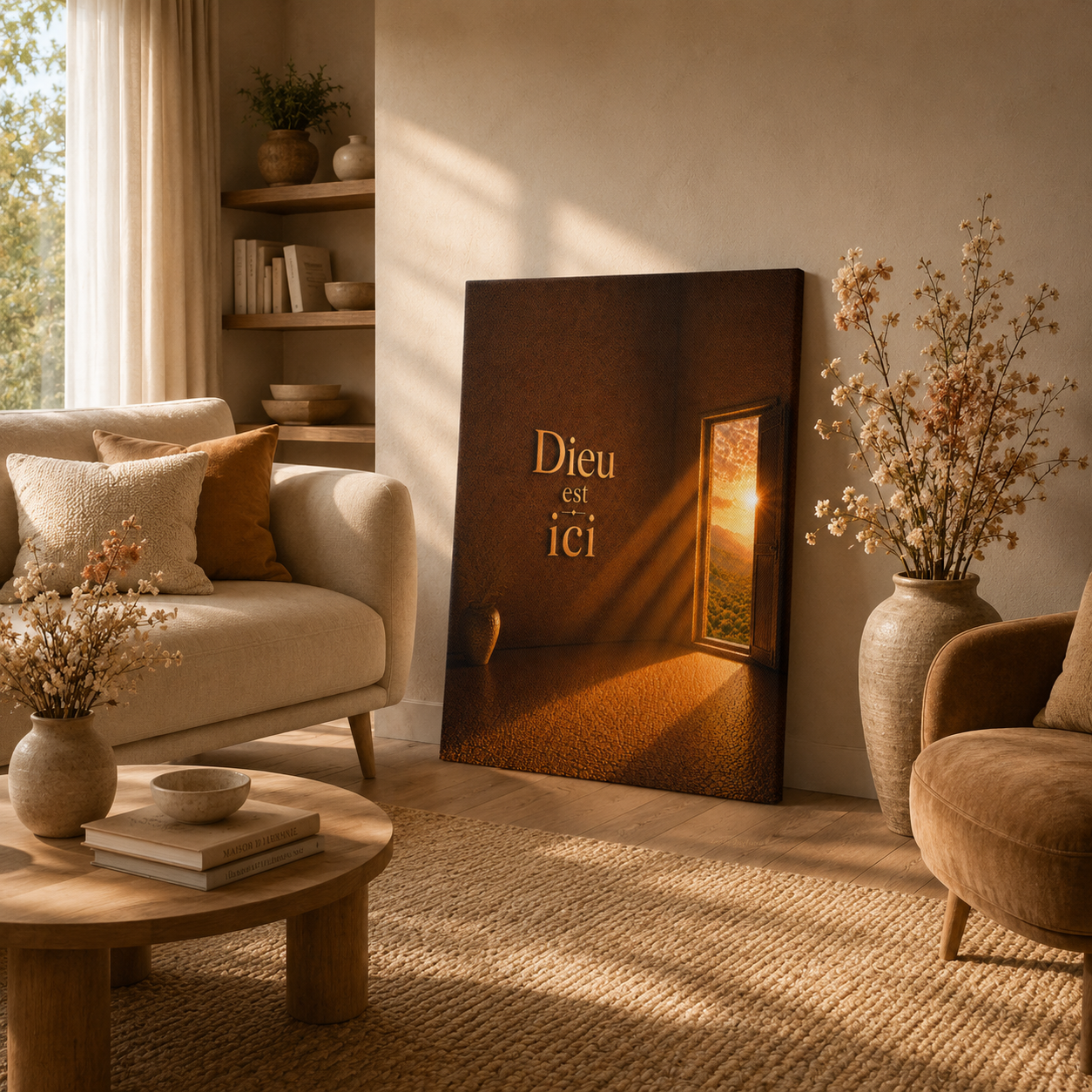 Tableau dieu posé contre un mur dans un intérieur moderne