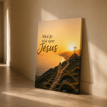 Tableau jesus posé contre un mur dans un intérieur moderne