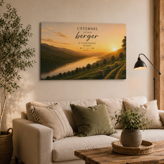 Tableau psaume 23 horizontal dans salon